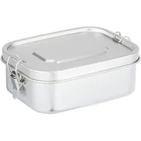 Relaxdays Brotdose Edelstahl, auslaufsicher, luftdicht, Lunchbox für Erwachsene & Kinder, 1 l, Bügelverschluss, silber