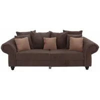 Home affaire Big-Sofa King Henry Mega Sofa, viel Platz, Breite 242cm, Federkern, in legerer Polsterung und vielen losen Kissen braun
