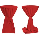 TexDeko Stehtischhusse Premium Rot Ø 70cm mit Schleifenband