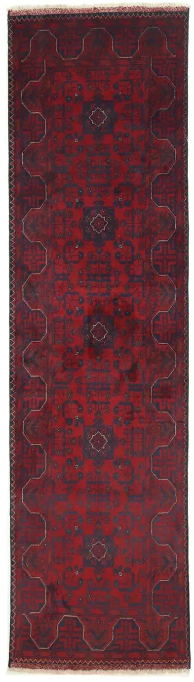 Morgenland Afghan Teppich - Kunduz - 184474 - 290 x 79 cm - dunkelrot - läufer