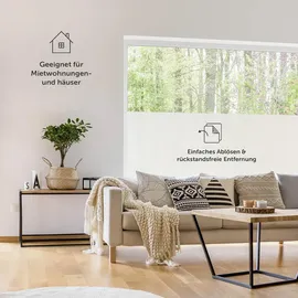 Blumtal Fensterfolie 60x200 cm Blickdicht & statisch haftend + Rakel - zuschneidbare Sichtschutzfolie Fenster + UV-Schutz - Milchglasfolie selbstklebend - Fensterfolie Milchglas Weiß Frosted-Look