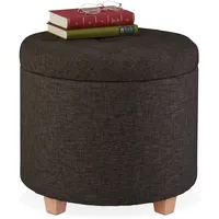 Relaxdays Sitzhocker mit Stauraum, gepolsterter Hocker rund, für Wohnzimmer,