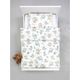 TupTam Kinder Gemusterte Bettdecken Set Ganzjahresdecke Bettdecke Kopfkissen Flachkissen 2tlg., Farbe: Safari/Löwe/Braun/Blätter/Grün, Größe: 135x100 cm