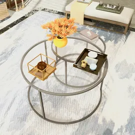 [en.casa] Couchtisch 2er Set Kokkola Klarglas