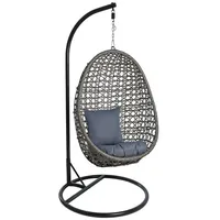 ESTEXO Sessel Deluxe Hängesessel Polyrattan Hängestuhl Rattan Hängekorb + Gestell grau