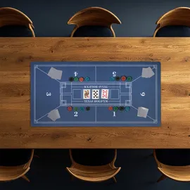 Relaxdays Pokermatte, 120 x 60 cm, Weiß,Blau