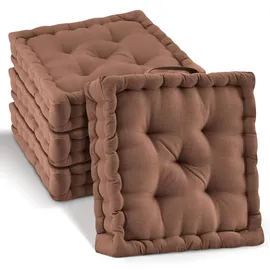 Beautissu Sitzkissen 40 x 40 x 8 cm braun 4-tlg.