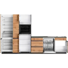 kochstation Winkelküche KS-Riesa L-Form 390 cm braun