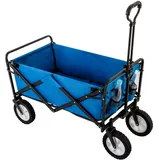 ZREE Bollerwagen Bollerwagen Faltbar Zusammenfaltbar Strandkarren Transportwagen (verstellbarem Griff Klappbarer Gartenwagen Strandwagen für Alle Gelände, Draussen Camping Einkaufen, 120kg Belastbarkeit), für Alle Gelände Klappbarer Handwagen Strand Camping Einkaufen blau