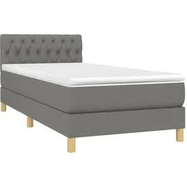 vidaXL Boxspringbett mit Matratze & LED Dunkelgrau 100x200 cm Stoff