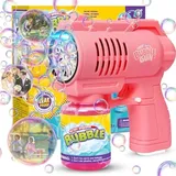 Bombble Automatische Seifenblasenpistole, Seifenblasenmaschine Gun Kinder 10000+ Blasen/Minute mit 130ML Seifenblasenlösung, Blasenspielzeug Geschenk für Kinder/Geburtstag/Party