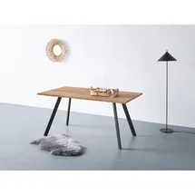 Andas Esstisch, Tischplatte aus massiver Eiche, FSC®- Massivholz, Gestell aus Metall