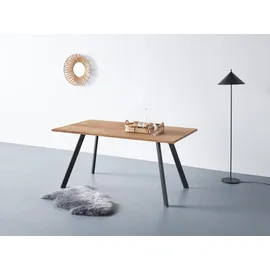 Andas Esstisch, Tischplatte aus massiver Eiche, FSC®- Massivholz, Gestell aus Metall
