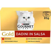 PURINA GOURMET Gold Feuchte Katze Würfel in Sauce mit Gemüse, mit Ente, Trouta, Kalbskaninchen - 96 Dosen zu je 85 g (12 Packungen mit je 8 x 85 g)