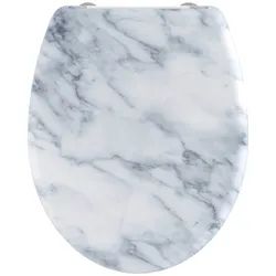 WC-Sitz WELLTIME "Marble", grau (hellgrau), B:37,5cm L:44,5cm, Duroplast, WC-Sitze, abnehmbar, Absenkautomatik, bruchsicher, Duroplast, Schnellverschluss