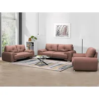 Beautysofa Polstergarnitur Maxime lux, (Sessel + Zweisitzer + Dreisitzer aus Kunstleder, Couchgarnitur im modernes Stil), mit Wellenfedern, mit dekorativen Nähten und bequemer Sitz orange