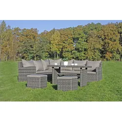 Lounge-Eckgruppe OVIEDO Alu/Kunststoffgeflecht dunkelgrau