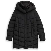 Tom Tailor Damen Puffer-Mantel im 2-in-1-Look, schwarz, Uni, Gr. L