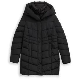 Tom Tailor Damen Puffer-Mantel im 2-in-1-Look, schwarz, Uni, Gr. L