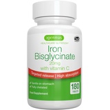 Igennus Healthcare Nutrition Eisenbisglycinat mit 100mg Vitamin C, 20mg gut verträgliches, chelatiertes Eisen, gezielte Freisetzung für verbesserte Absorption, vegan, eine Tablette pro Tag, 180 Eisentabletten, von Igennus