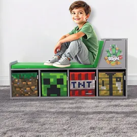 Phoenix Sitzbank Minecraft Mehrfarbig Grau/Grün 119 x 60 x 30 cm
