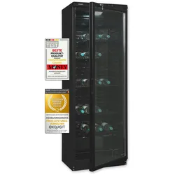 Exquisit Glastürkühlschrank GKS350-1-GT-280D schwarz | 320 Liter Nutzinhalt | LED-Innenbeleuchtung | Umluftventilator | Türschloss