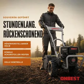 onbest T4150 5,6 PS Benzin-Motorhacke 53 cm Arbeitsbreite 35 cm Arbeitstiefe 12 Hackmesser