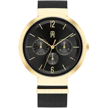 Tommy Hilfiger Multi Zifferblatt Quarz Uhr für Damen mit Schwarzes Edelstahl-Mesh-Gliederarmband - 1782540