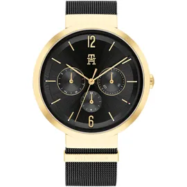 Tommy Hilfiger Multi Zifferblatt Quarz Uhr für Damen mit Schwarzes Edelstahl-Mesh-Gliederarmband - 1782540