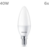 Philips LED Kerzenlampe mit 40W, E14 Sockel, Matt, Warmwhite (2700K) 6er Pack