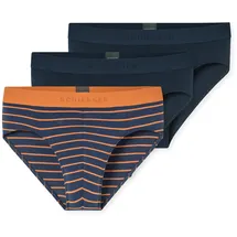 SCHIESSER Rio Slip gestreift Dunkelblau / Orange XXL 2er Pack