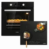 KB Elements Induktions Herd-Set Kratzfestes Induktion 60 cm mit Einbaubackofen 60 cm, Air Fry, Steam Clean, 2 Flexzonen & AntiScratch-Oberfläche schwarz|silberfarben