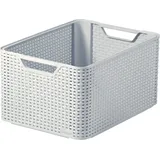 Curver Großer rechteckiger Aufbewahrungskorb in Rattan-Optik, für Küche, Wohnzimmer, Badezimmer, Schlafzimmer, 30 l, Grau