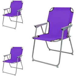 3 Stück Campingstuhl Stoff Oxfort Metall Lila