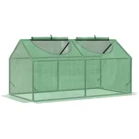 STILVORA Foliengewächshaus Mini Tomatenhaus 120x60x60 cm Grün mit aufrollbarem Fenster, wasserdichte UV beständige Abdeckung, stabiler Stahlrahmen