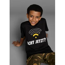 T-Shirt KIDSWORLD "ECHT JETZT?", Jungen, Gr. 128/134, schwarz, Jersey, Obermaterial: 100% Baumwolle, bedruckt, Basic, Basic, Rundhals, Kurzarm, Shirts, Kurzarm, Basic-Passform, bedruckt, Rundhalsausschnitt