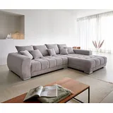 DeLife Ecksofa Josea 300x220 cm Cord Silbergrau Ottomane rechts