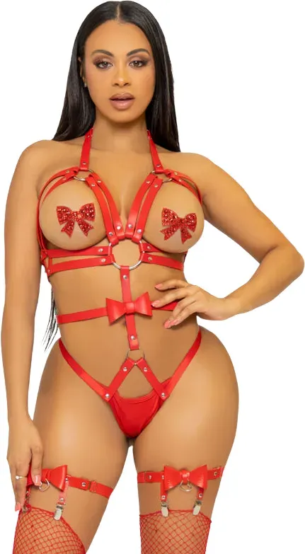 LEG AVENUE KINK O-Ring Gurt mit Nieten Body Rot - Rot / M