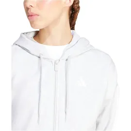 adidas Essentials 3-Stripes Full-zip Fleece Hoodie light grey heather/white XS