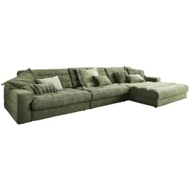 KAWOLA Ecksofa XL Lana Cord Recamiere rechts olivgrün