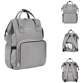 KIKKABOO Wickeltasche Siena, Rucksack, Wickelunterlage, Grifflänge einstellbar grau hellgrau