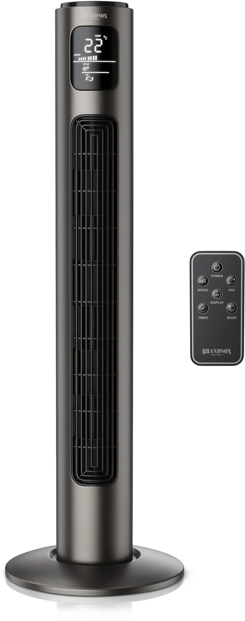 Turmventilator mit Fernbedienung & Timer Aschgrau