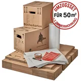 BB-Verpackungen Umzugskarton Umzugskomplettpaket Umzugsset, 1 bis 2 Zimmer-Wohnung, für 50 m2 braun
