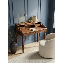 KADIMA DESIGN Schreibtisch Massivholz 115x100x60 cm 3 Schubladen, Sekretär im Landhausstil