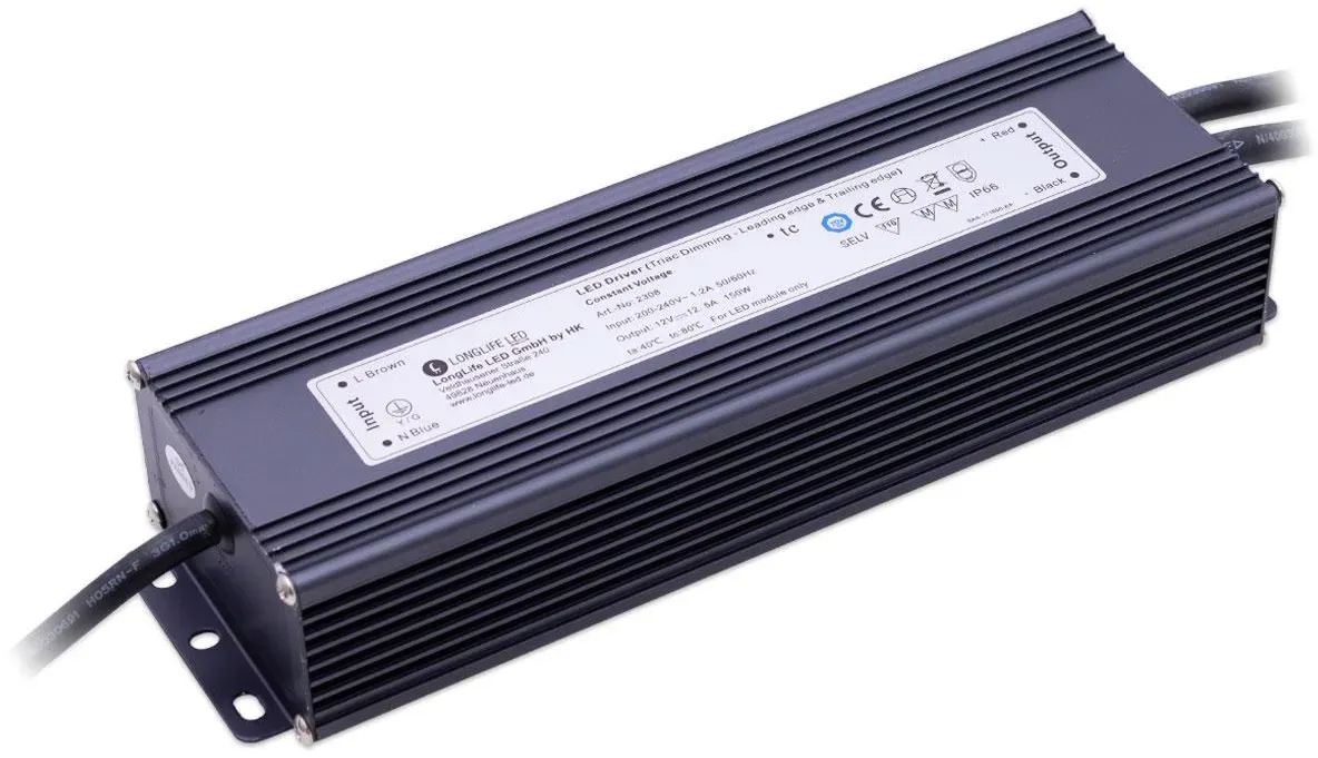 LED Netzteil 150W 12V 12.5A IP66 dimmbar TRIAC LongLife LED KVF-12150-TDH Schalt...