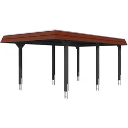 Einzelcarport SKANHOLZ "Wendland", anthrazit, rote blende, H: 243cm, Carports