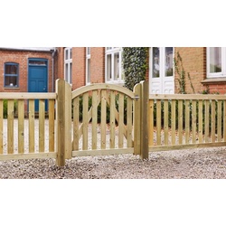 Vorgartenzaun Ligno Braun - Vorgartenzaun Serie mit zwei Gartentoren aus druckimprägniertem Kiefer und Fichtenholz
