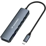 wozinsky WHBC10Y4S USB-C Hub 6-in-1 Multifunktional, Aluminium 25 cm Kabel - Grau