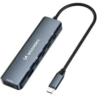 wozinsky WHBC10Y4S USB-C Hub 6-in-1 Multifunktional, Aluminium 25 cm Kabel - Grau