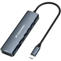 wozinsky WHBC10Y4S USB-C Hub 6-in-1 Multifunktional, Aluminium 25 cm Kabel - Grau